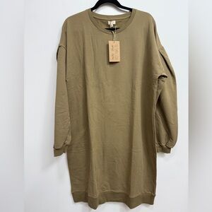 Simple Folks sweatshirt dress, Woman's, Cotton, Tan, NWT, mini.